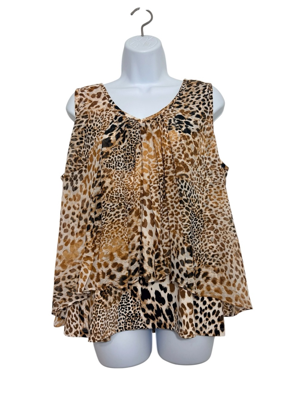 Anthony Original XL Leopard Print Layered Tank Resortwear Blouse Summer Vacay
